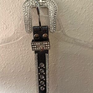 Elegant Black and Silver Rhinestone Belt
